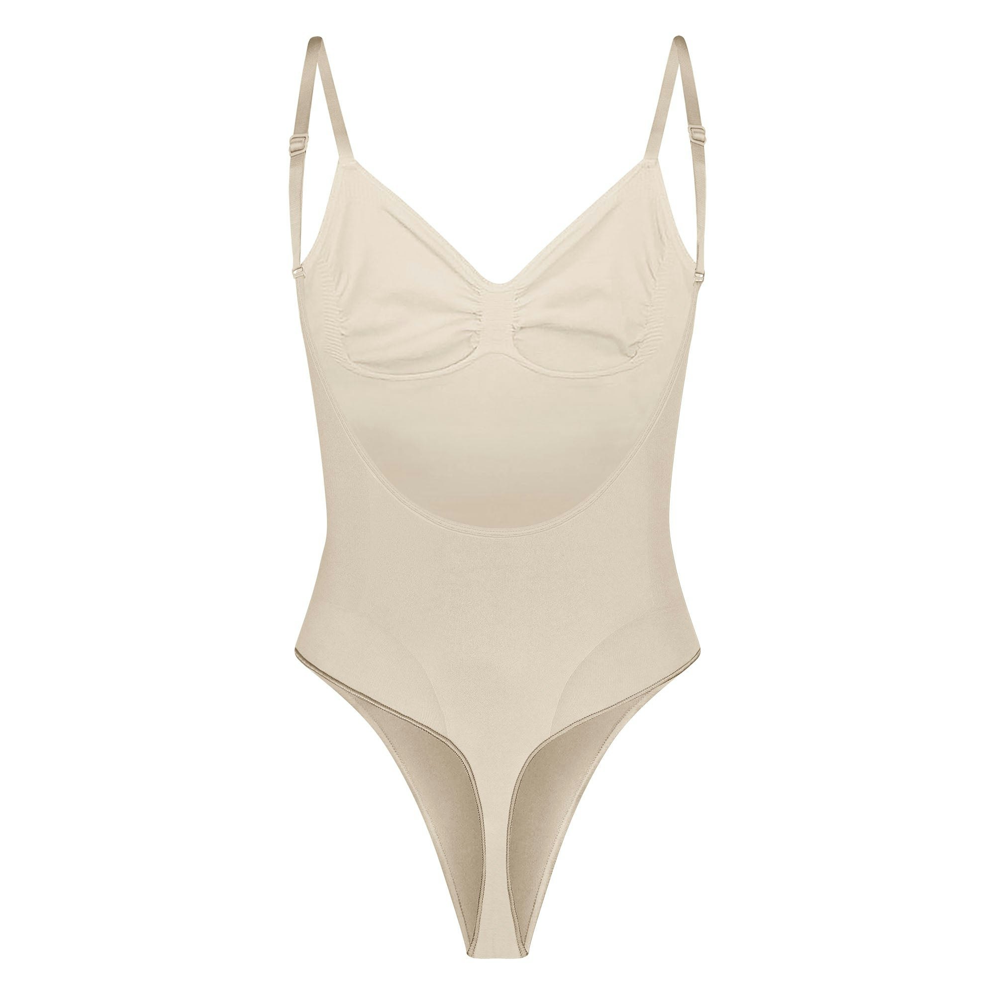 SEAMLESS SCULPT LOW BACK THONG BODYSUIT - SAND