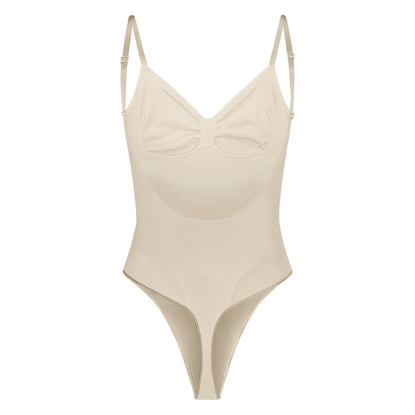 SEAMLESS SCULPT LOW BACK THONG BODYSUIT - SAND