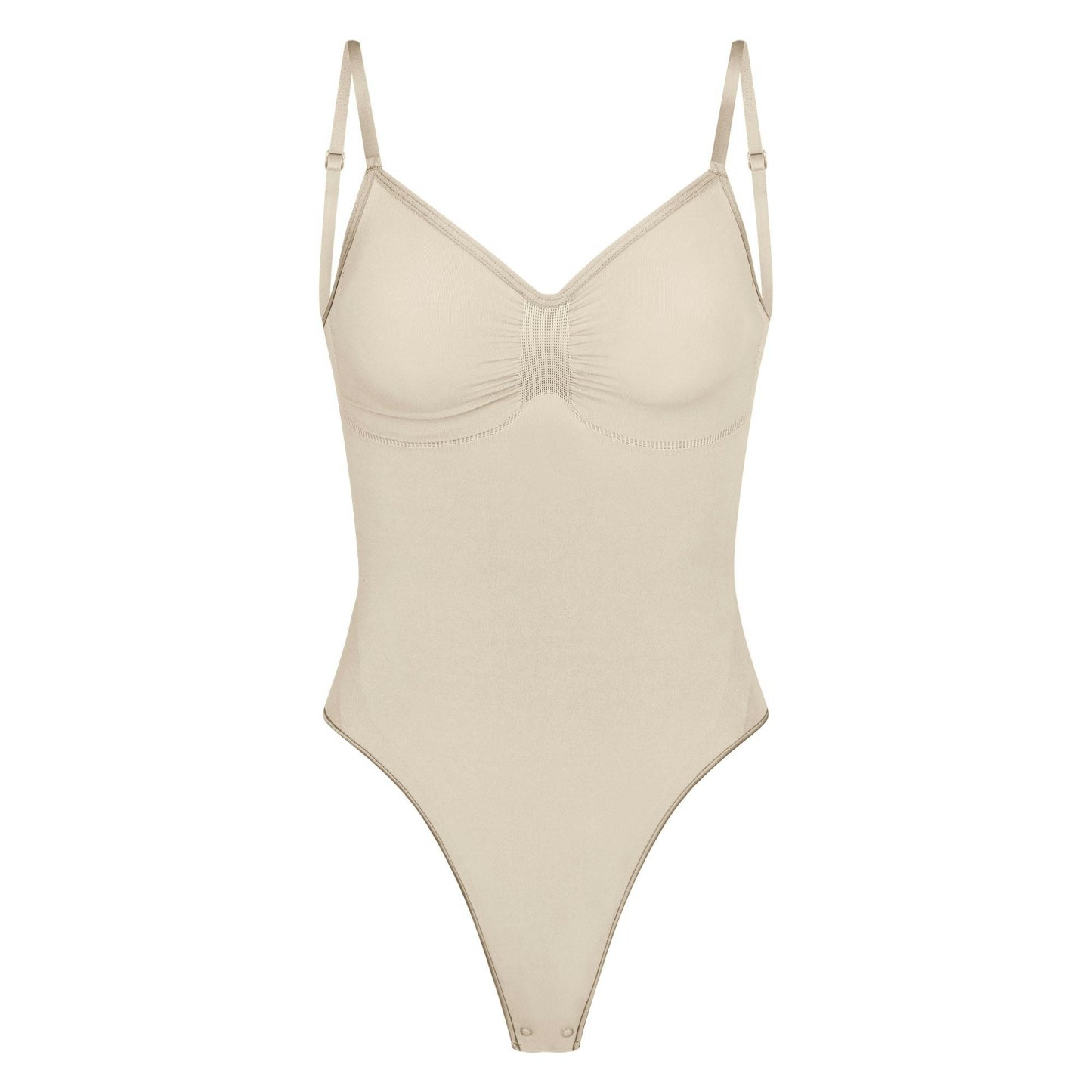SEAMLESS SCULPT LOW BACK THONG BODYSUIT - SAND