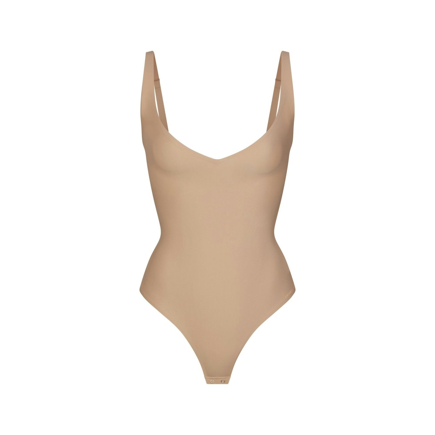 SKIMS BODY CORE SCULPT PLUNGE THONG BODYSUIT - CLAY