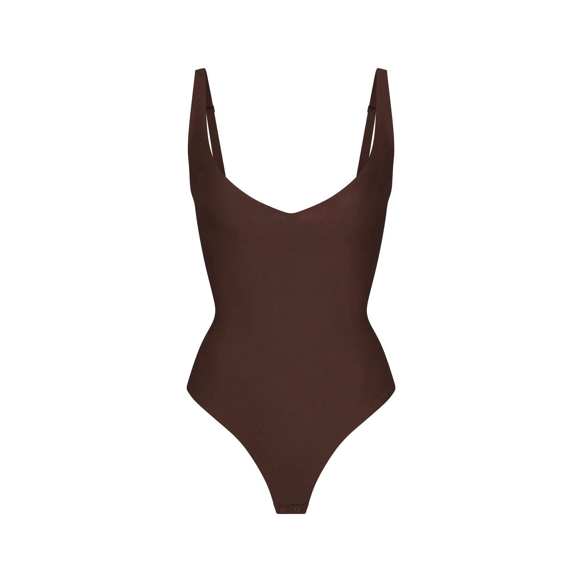 SKIMS BODY CORE SCULPT PLUNGE THONG BODYSUIT - COCOA