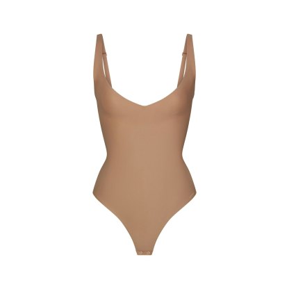 SKIMS BODY CORE SCULPT PLUNGE THONG BODYSUIT - SIENNA