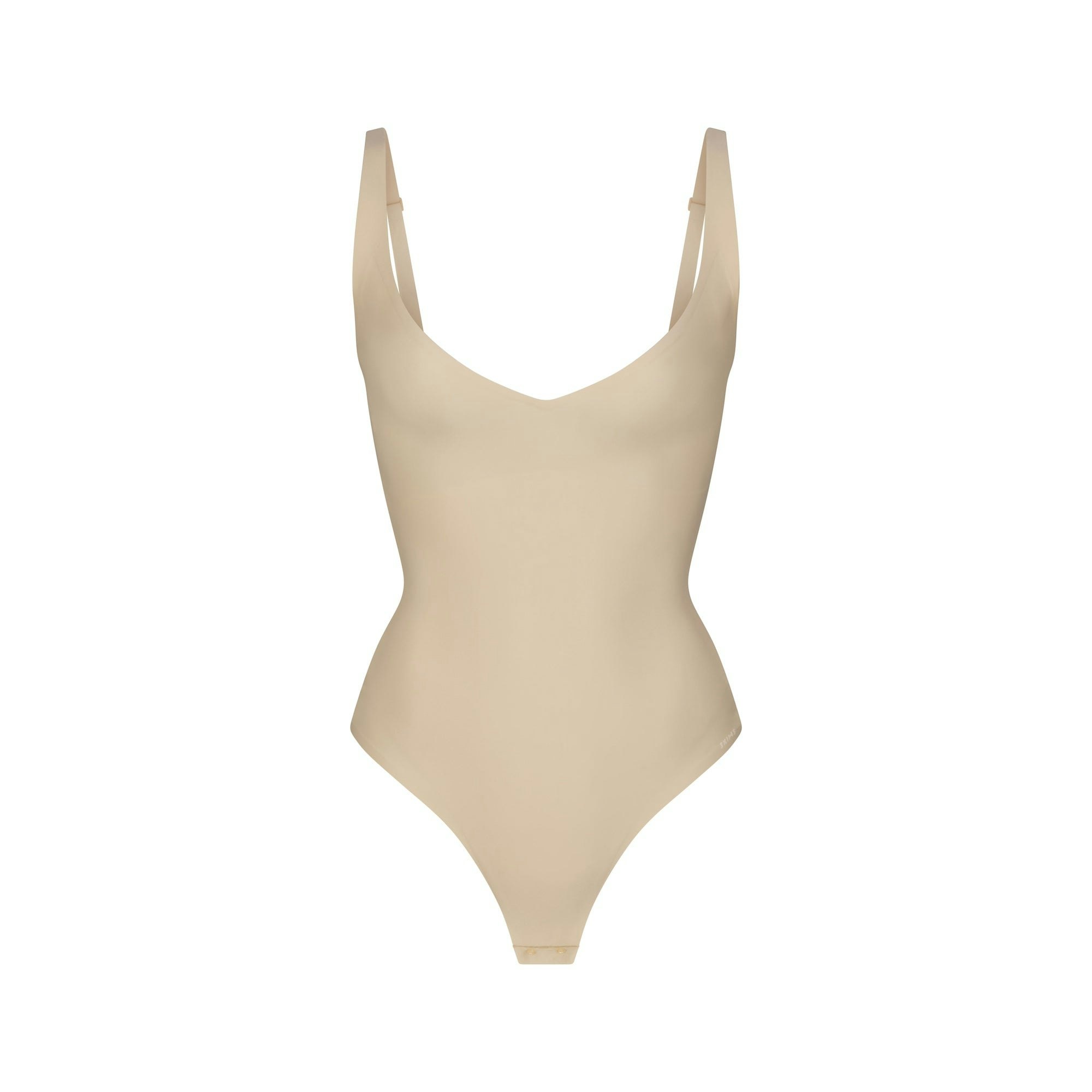 SKIMS BODY CORE SCULPT PLUNGE THONG BODYSUIT - SAND