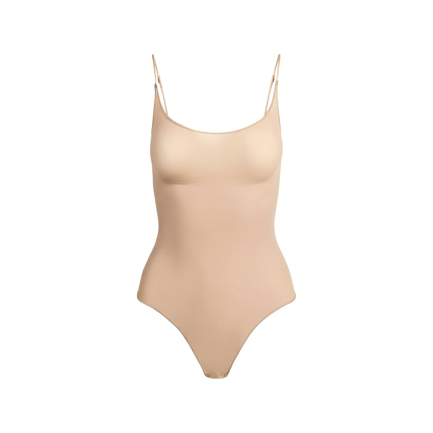 SHEER SEAMLESS THONG BODYSUIT - CLAY