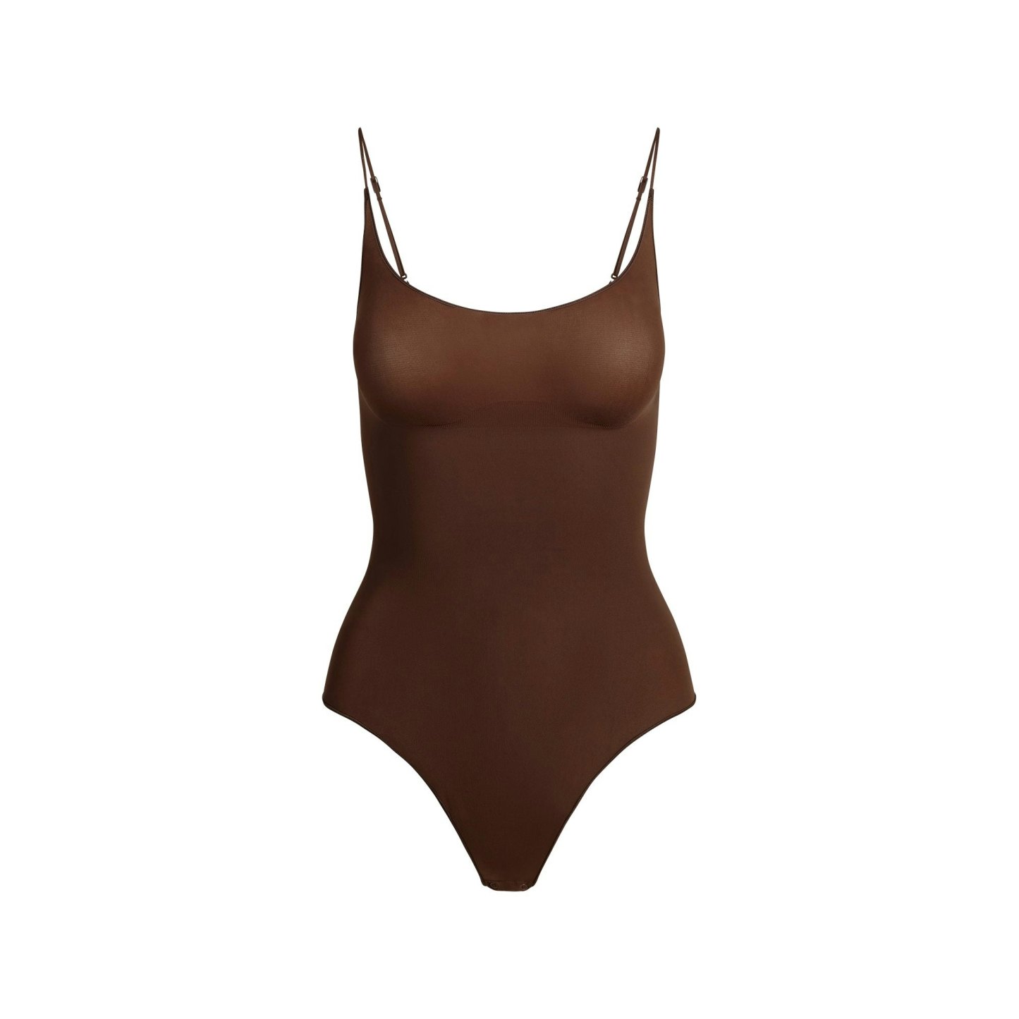SHEER SEAMLESS THONG BODYSUIT - COCOA