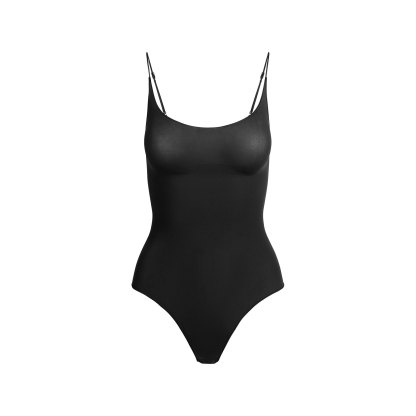 SHEER SEAMLESS THONG BODYSUIT - ONYX