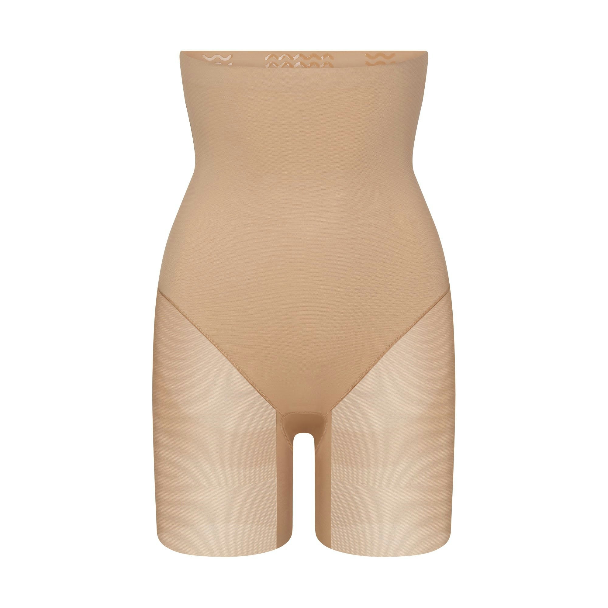 POWER MESH SHAPEWEAR CORE SCULPT HIGH-WAISTED MID THIGH SHORT - CLAY