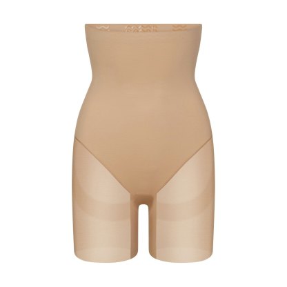 POWER MESH SHAPEWEAR CORE SCULPT HIGH-WAISTED MID THIGH SHORT - CLAY