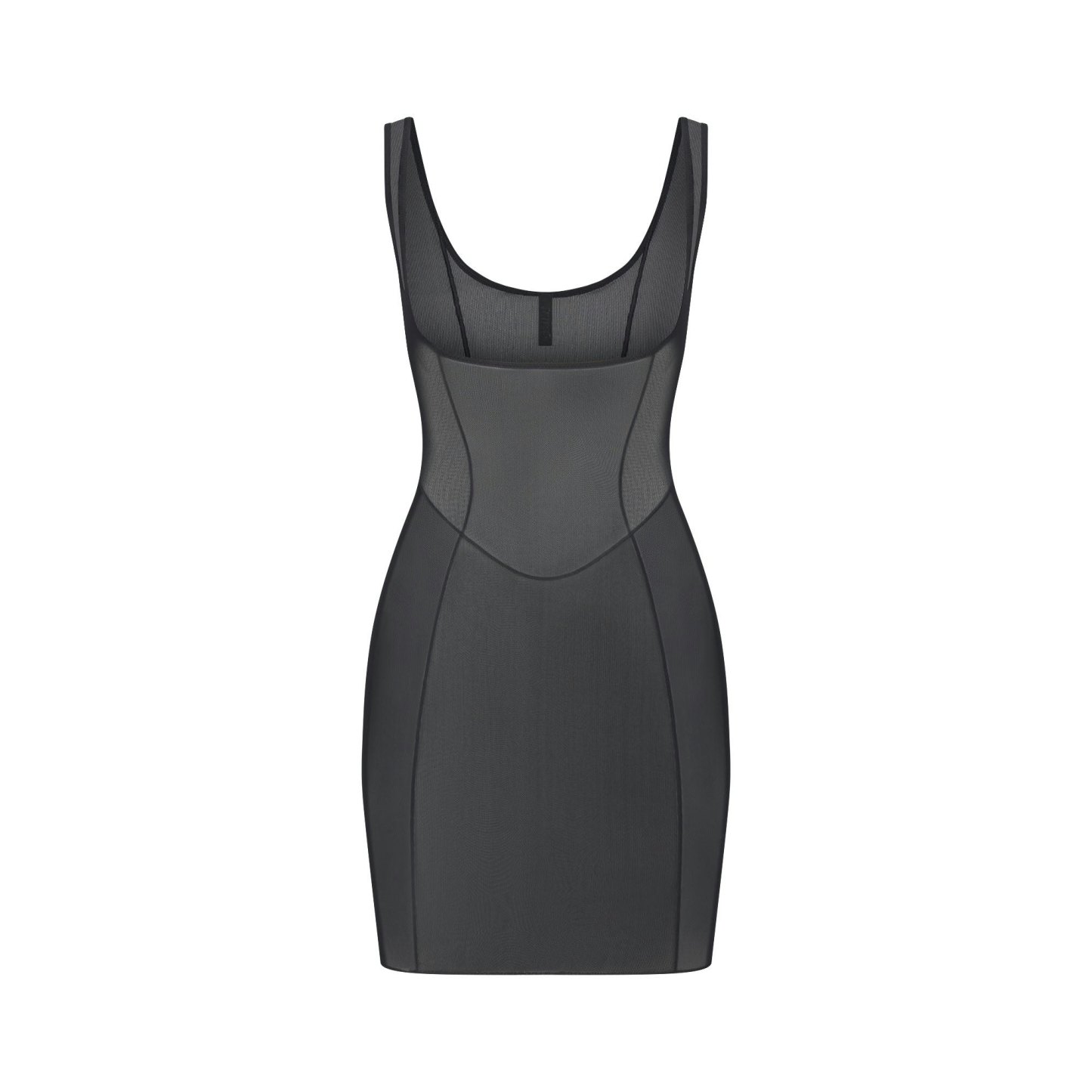 POWER MESH SHAPEWEAR OPEN BUST SLIP DRESS - ONYX