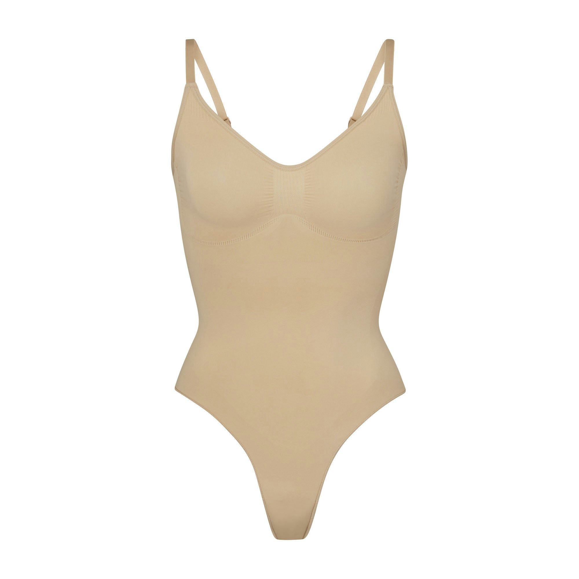 SEAMLESS SCULPT THONG BODYSUIT - CLAY