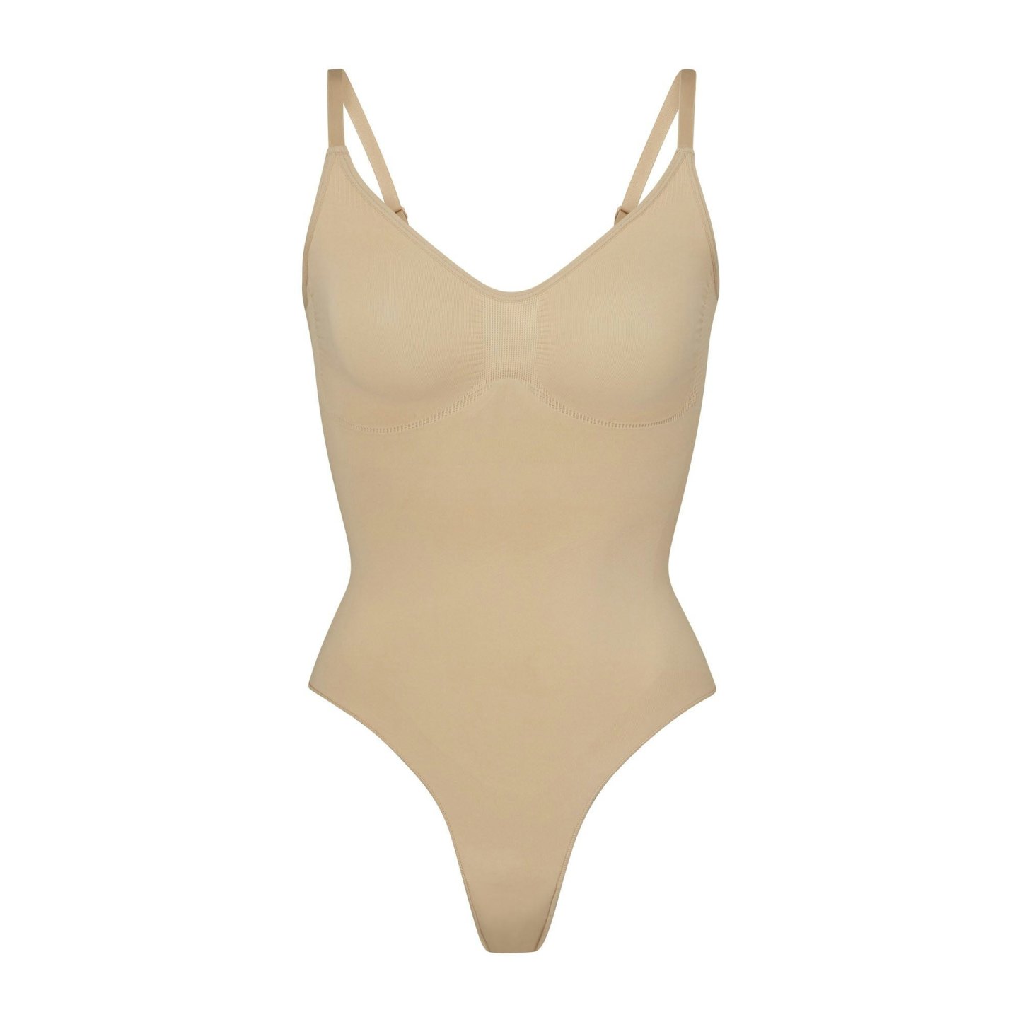 SEAMLESS SCULPT THONG BODYSUIT - CLAY