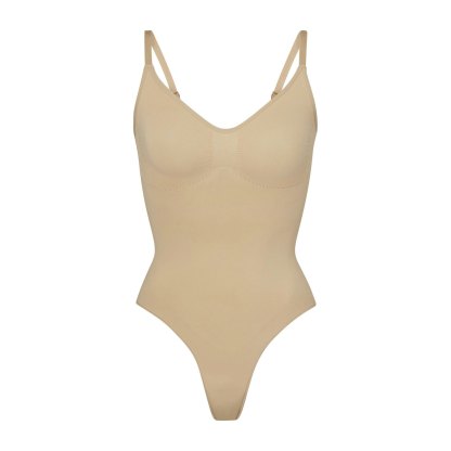 SEAMLESS SCULPT THONG BODYSUIT - CLAY