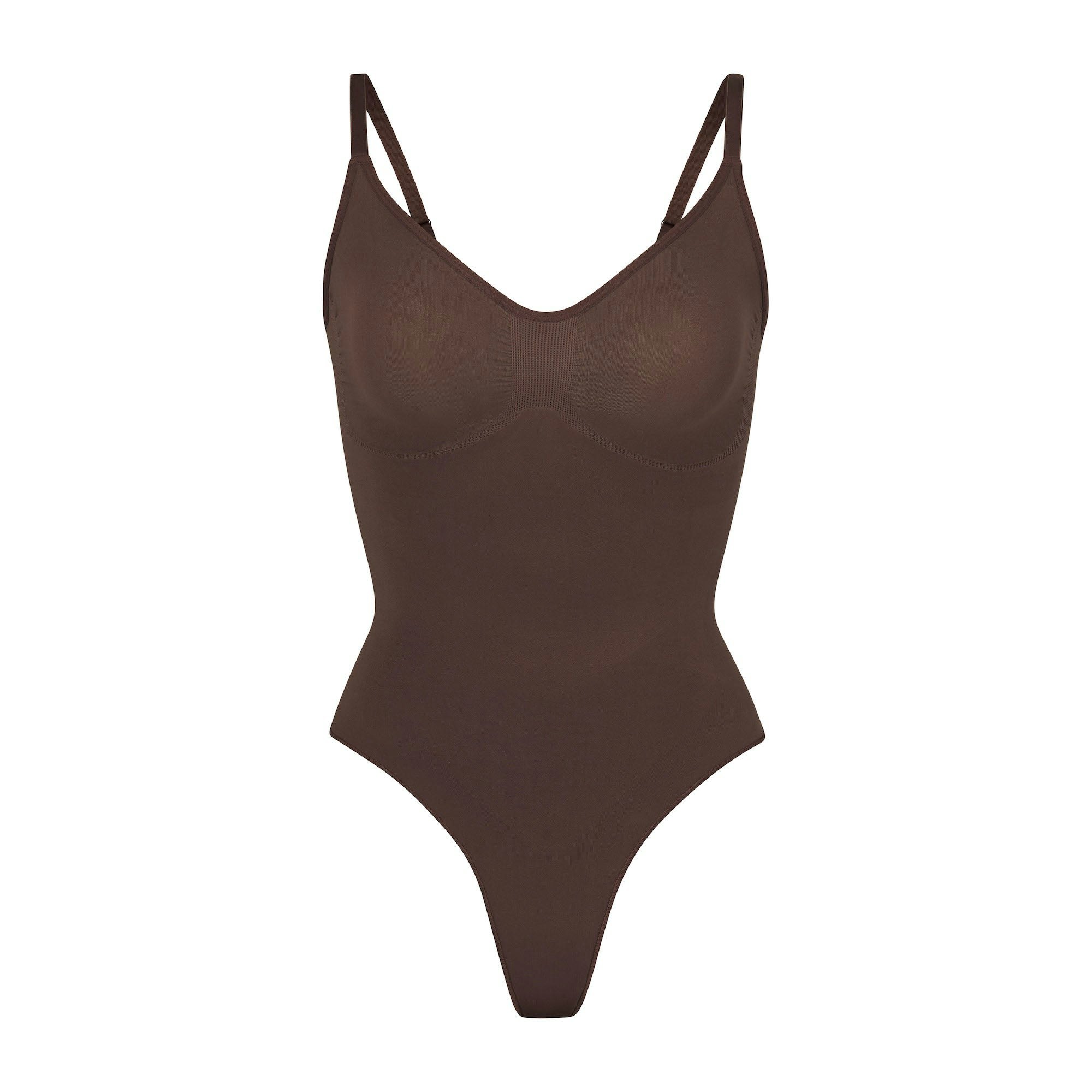 SEAMLESS SCULPT THONG BODYSUIT - COCOA