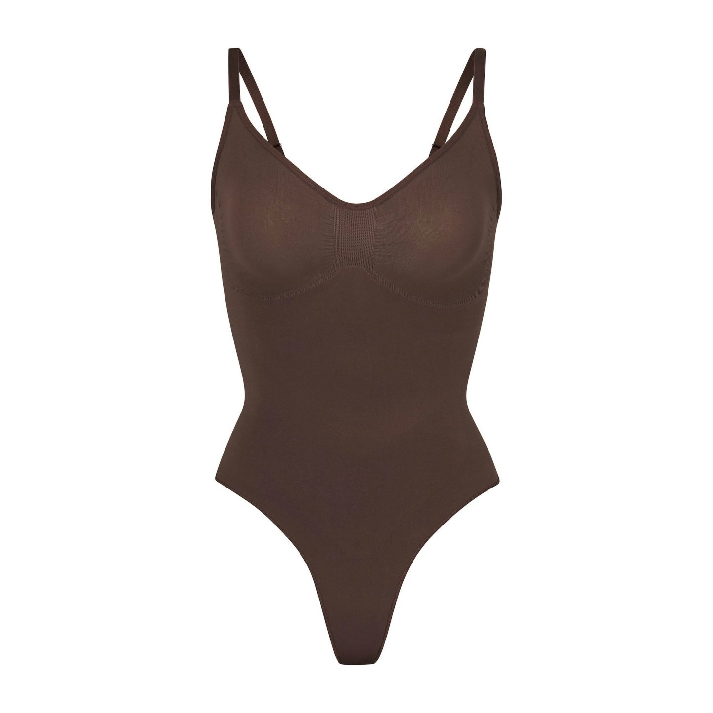 SEAMLESS SCULPT THONG BODYSUIT - COCOA