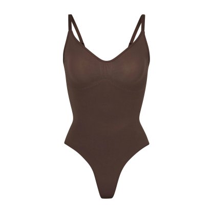 SEAMLESS SCULPT THONG BODYSUIT - COCOA