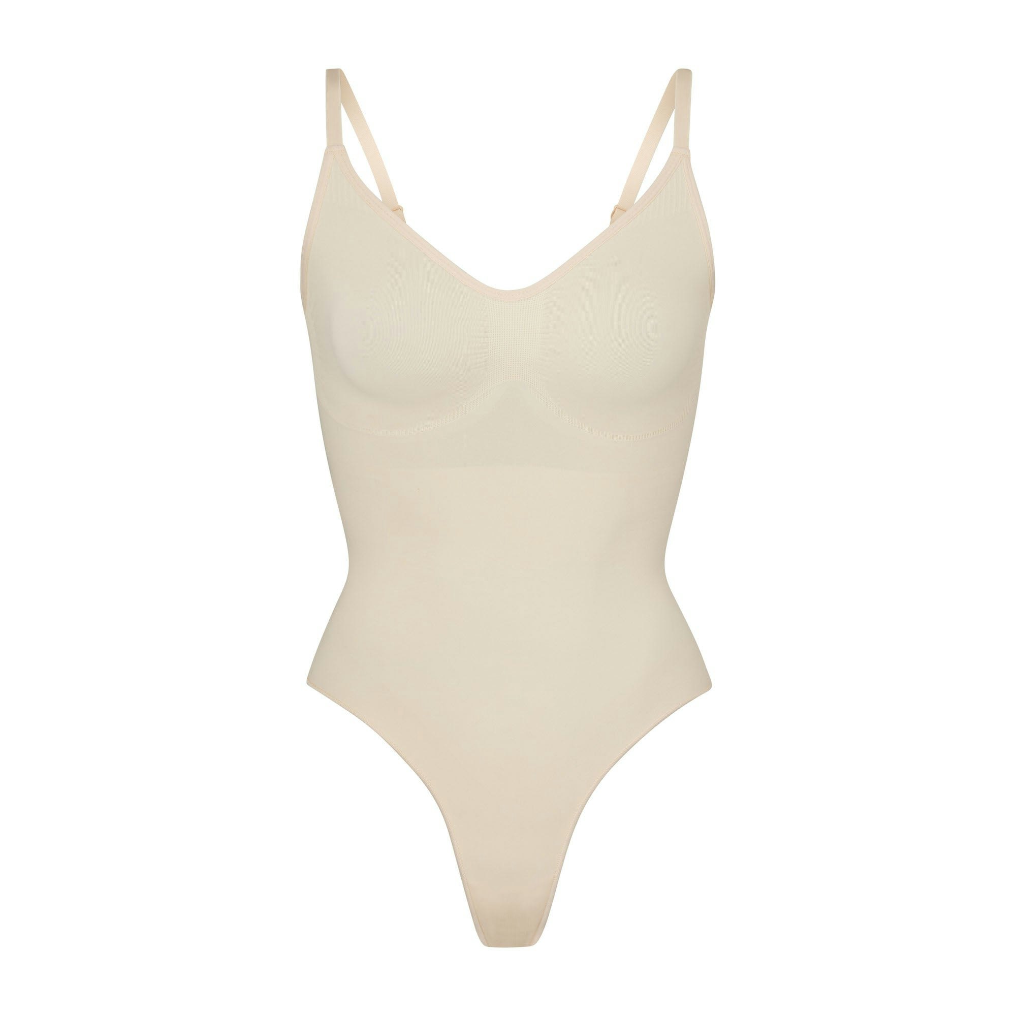 SEAMLESS SCULPT THONG BODYSUIT - SAND