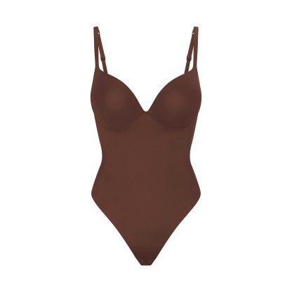 SKIMS ULTIMATE BODY PUSH-UP THONG BODYSUIT - COCOA