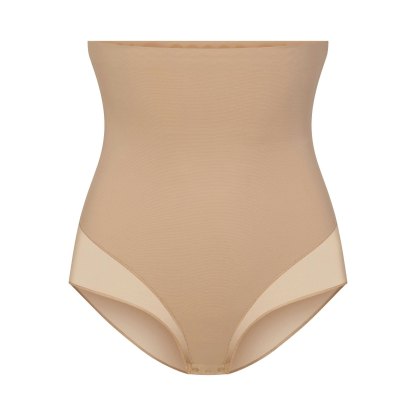 POWER MESH SHAPEWEAR CORE SCULPT HIGH-WAISTED BRIEF - CLAY