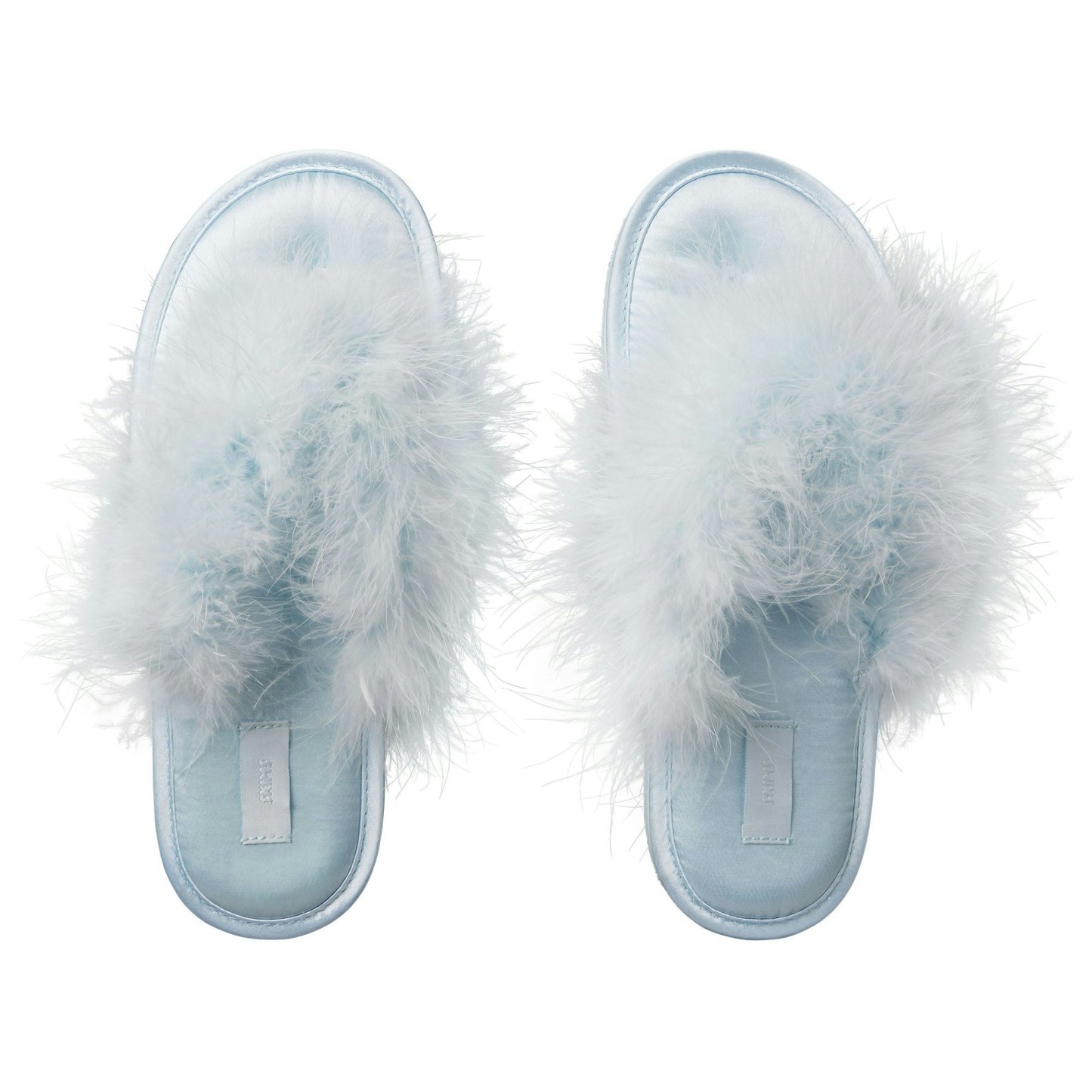 FAUX FEATHER SLIPPER - BABY BLUE