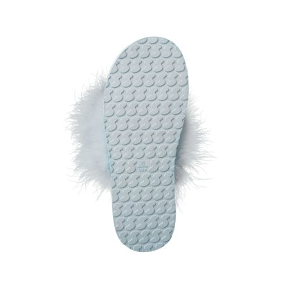 FAUX FEATHER SLIPPER - BABY BLUE