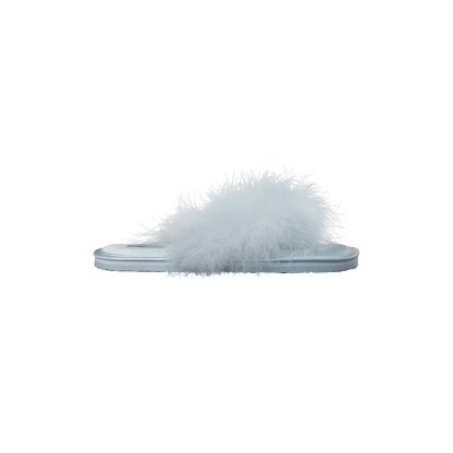 FAUX FEATHER SLIPPER - BABY BLUE