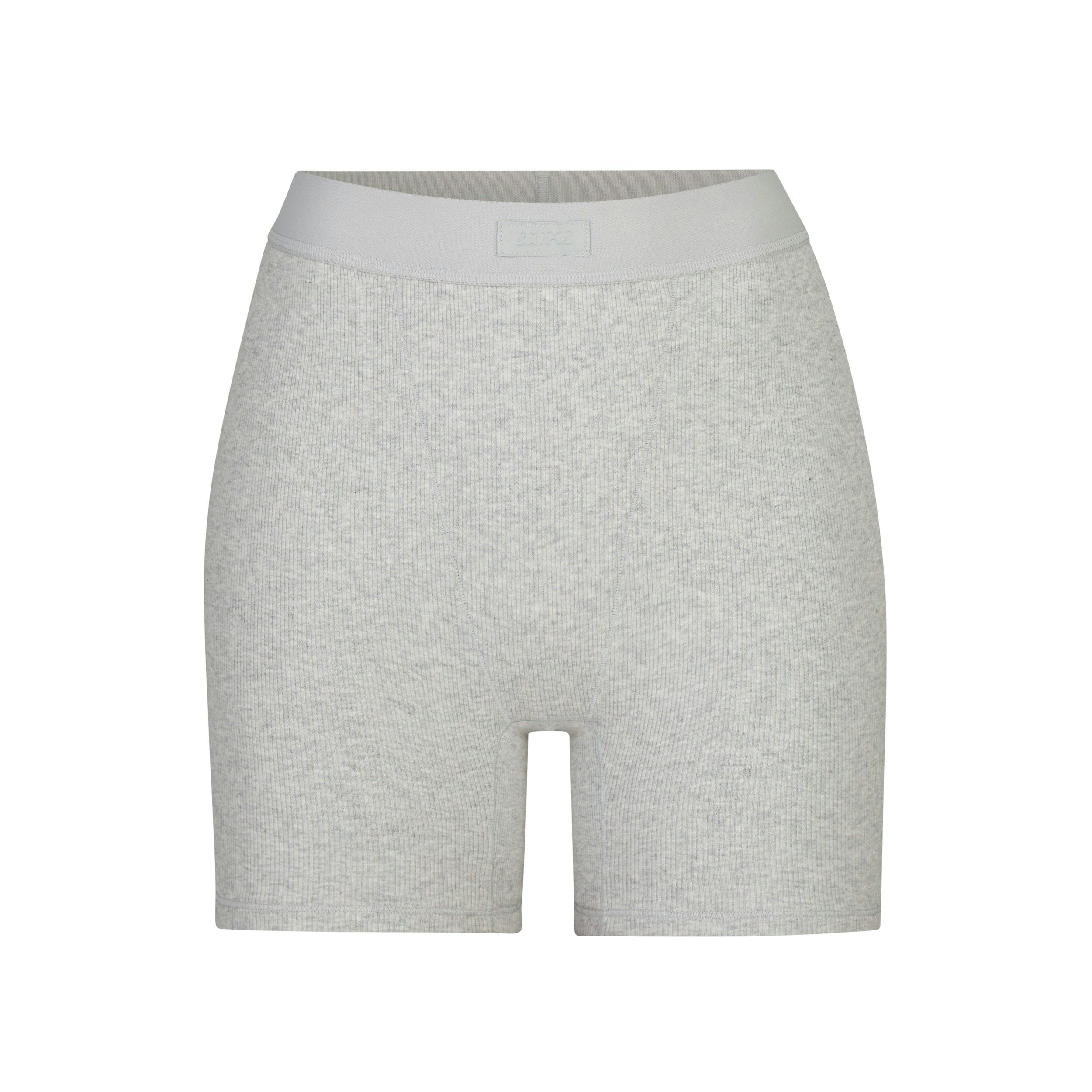 COTTON RIB BOXER - LIGHT HEATHER GREY