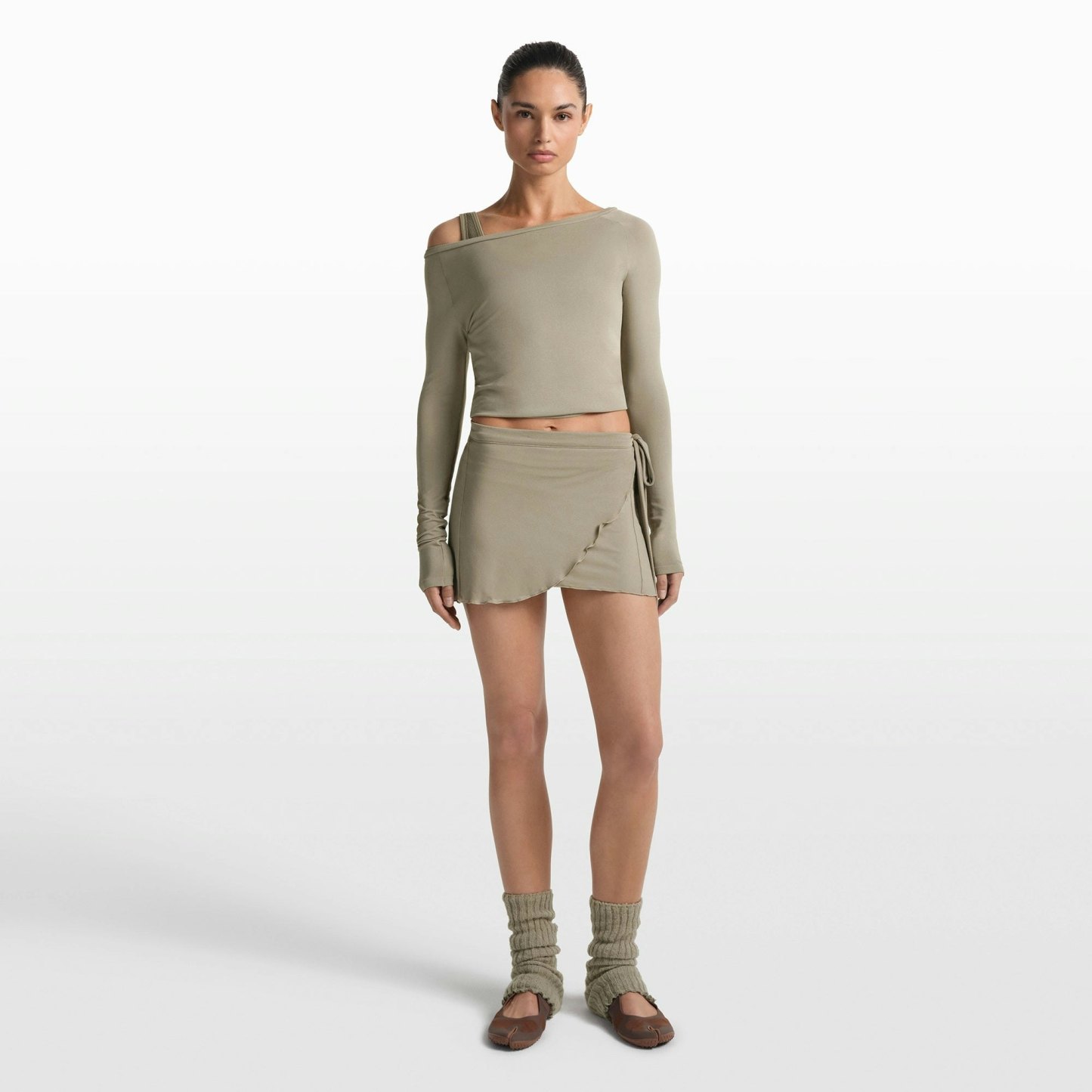 NikeSKIMS STRETCH KNIT WRAP SKIRT - DUNE