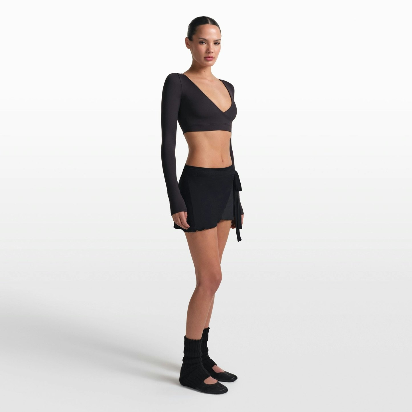 NikeSKIMS STRETCH KNIT WRAP SKIRT - OBSIDIAN - image 10