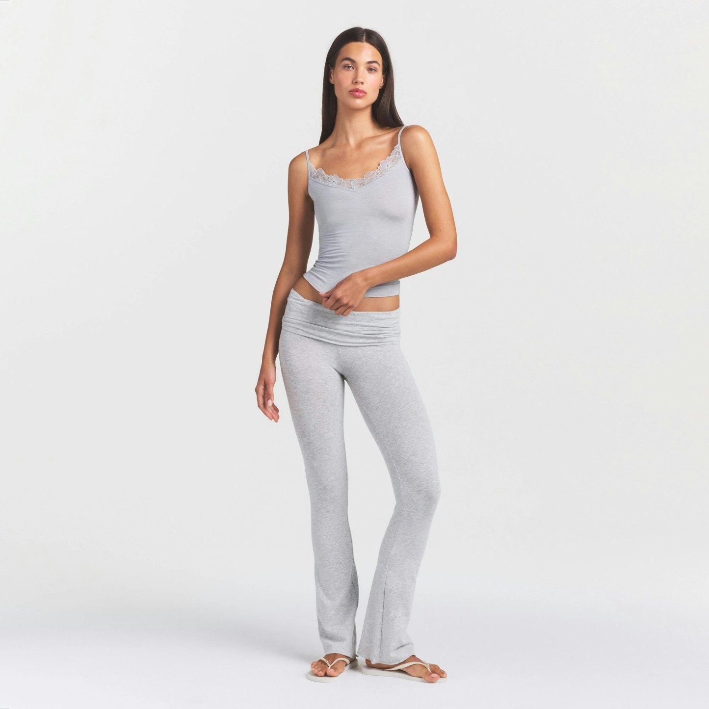 SHEER MODAL LACE CAMI - HEATHER GREY