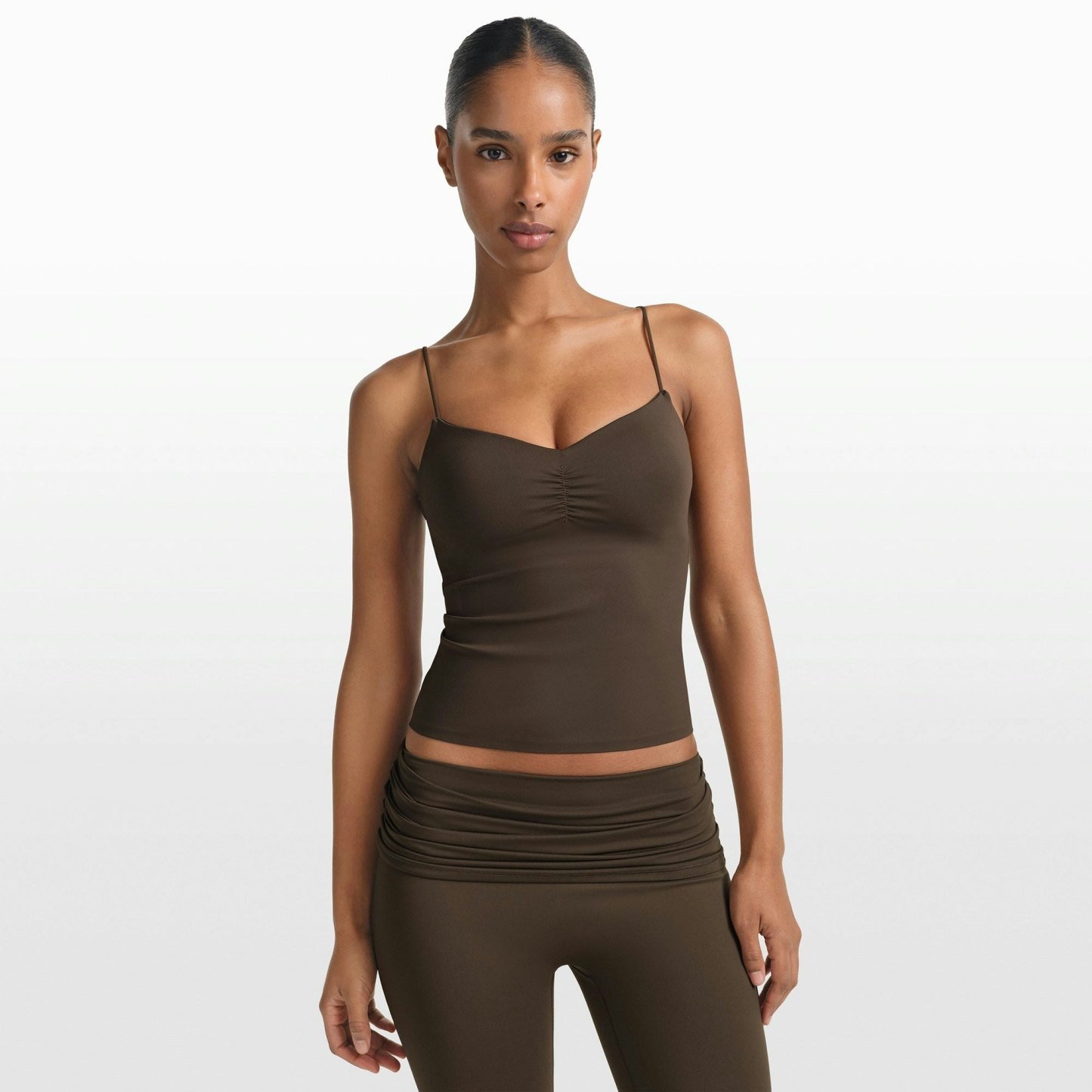 NikeSKIMS MATTE SHIRRED FRONT TANK - DARK SEPIA - image 10