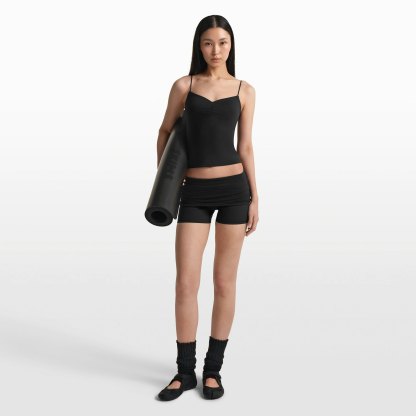 NikeSKIMS MATTE SHIRRED FRONT TANK - OBSIDIAN