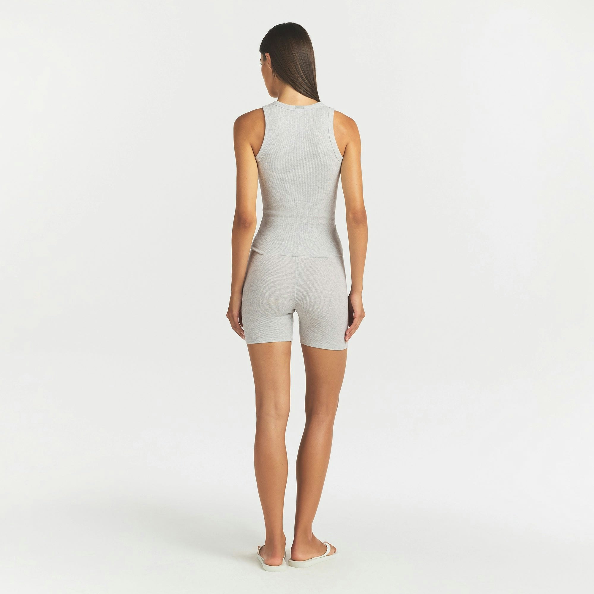 COTTON RIB SCOOP NECK TANK - LIGHT HEATHER GREY - image 3