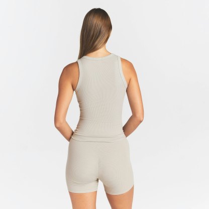 COTTON RIB SCOOP NECK TANK - STONE - image 8