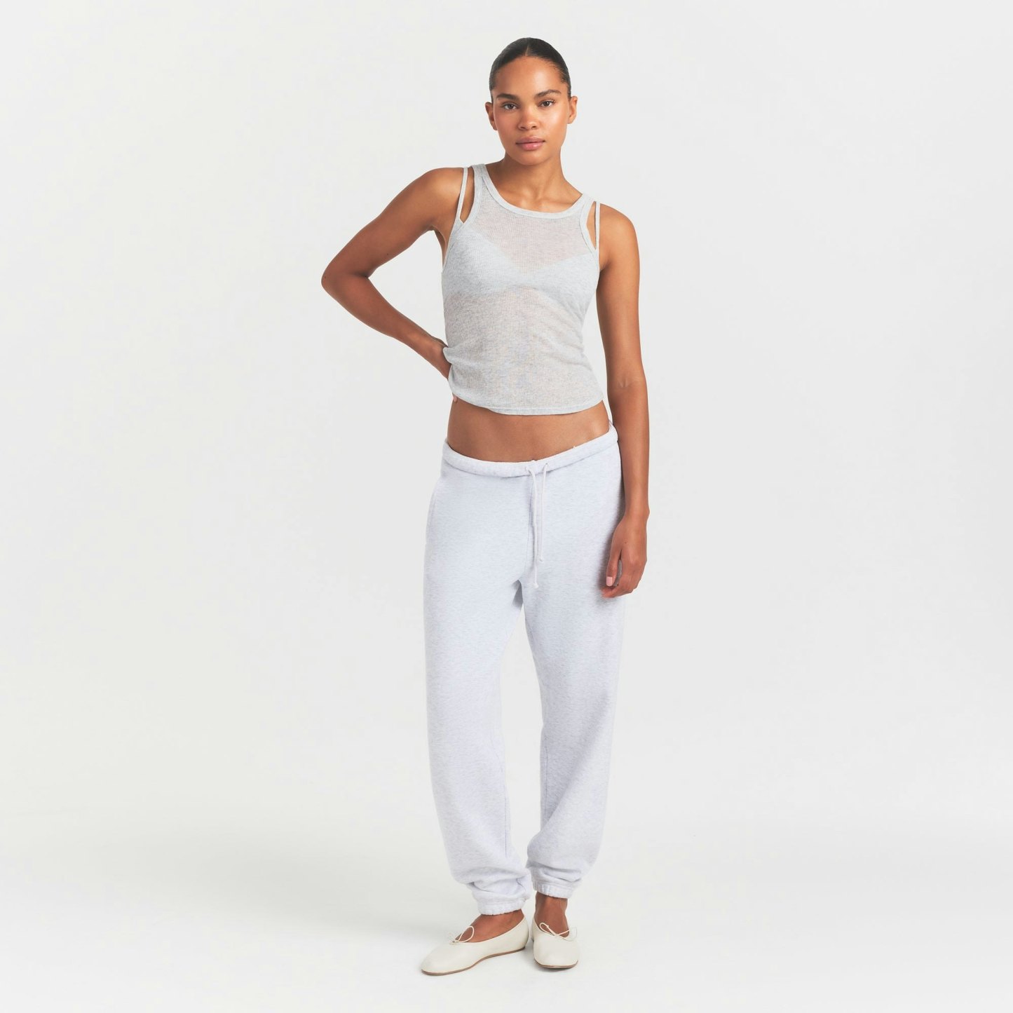 SHEER RIB TANK - LIGHT HEATHER GREY
