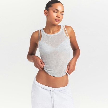 SHEER RIB TANK - LIGHT HEATHER GREY - image 2