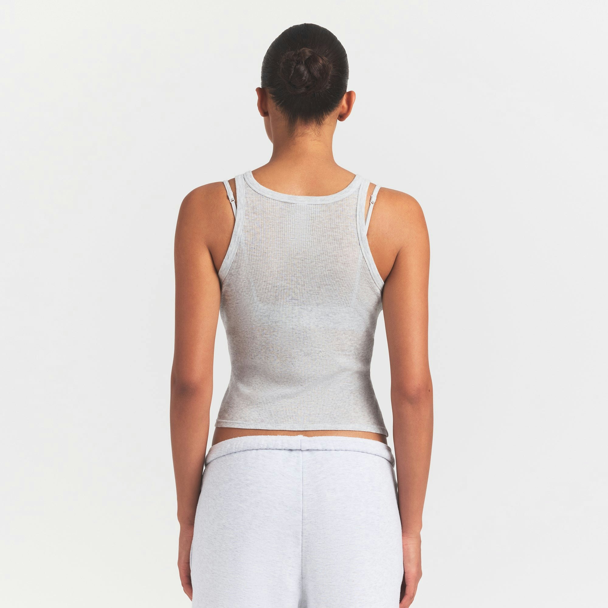 SHEER RIB TANK - LIGHT HEATHER GREY - image 3
