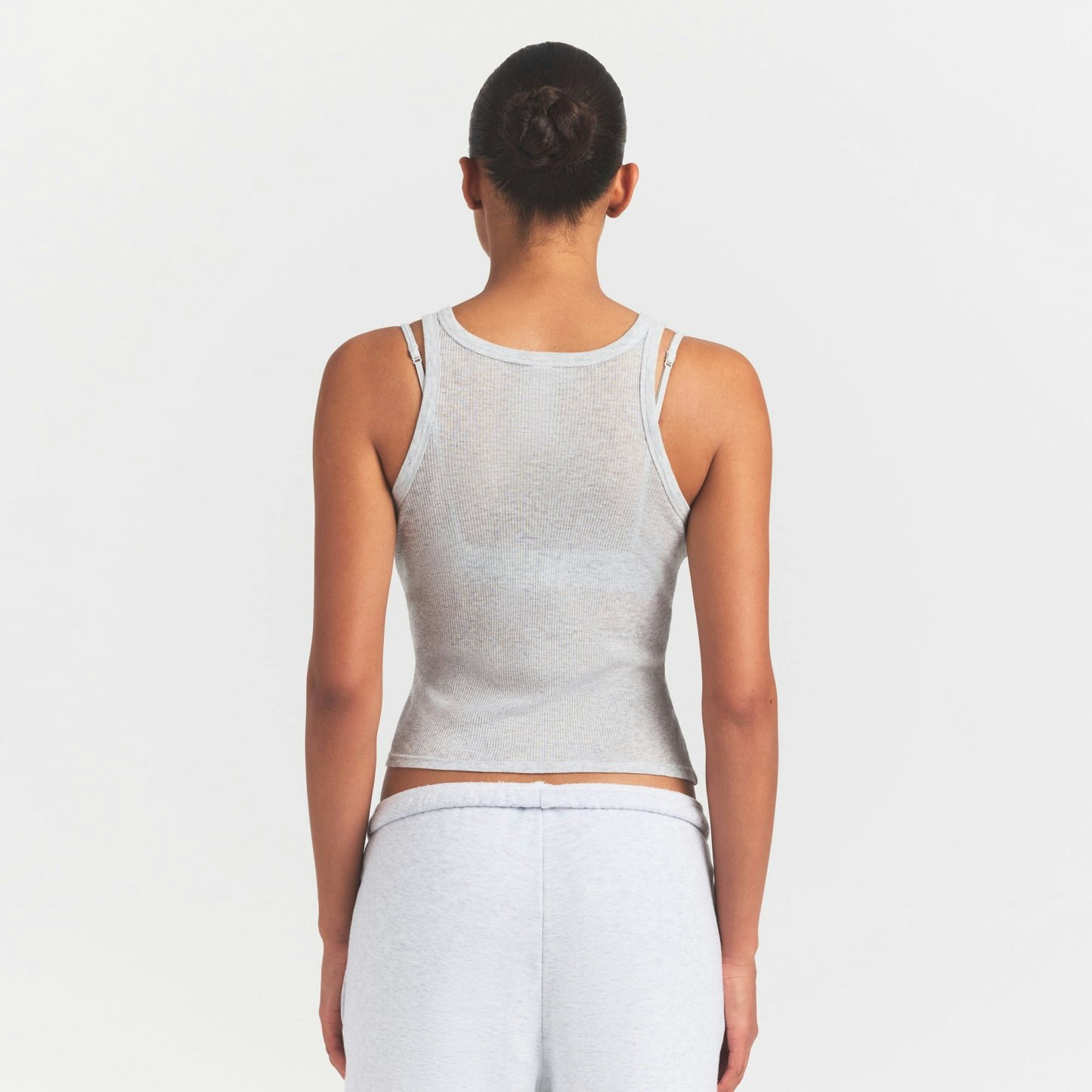 SHEER RIB TANK - LIGHT HEATHER GREY - image 3