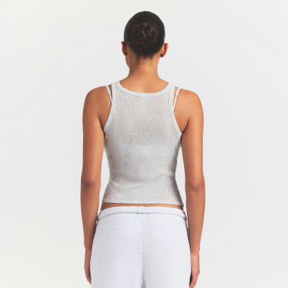 SHEER RIB TANK - LIGHT HEATHER GREY - image 3