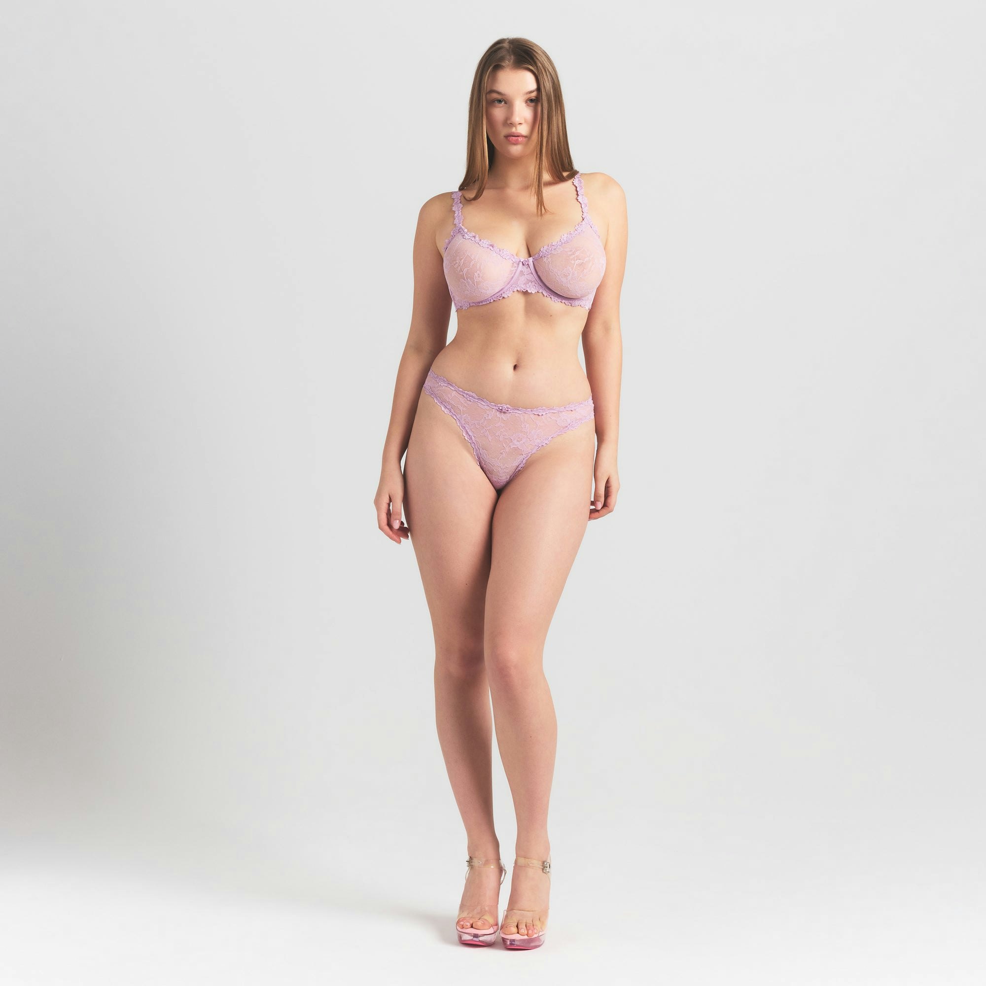 STRETCH LACE UNLINED DEMI BRA - BABY PINK - image 7