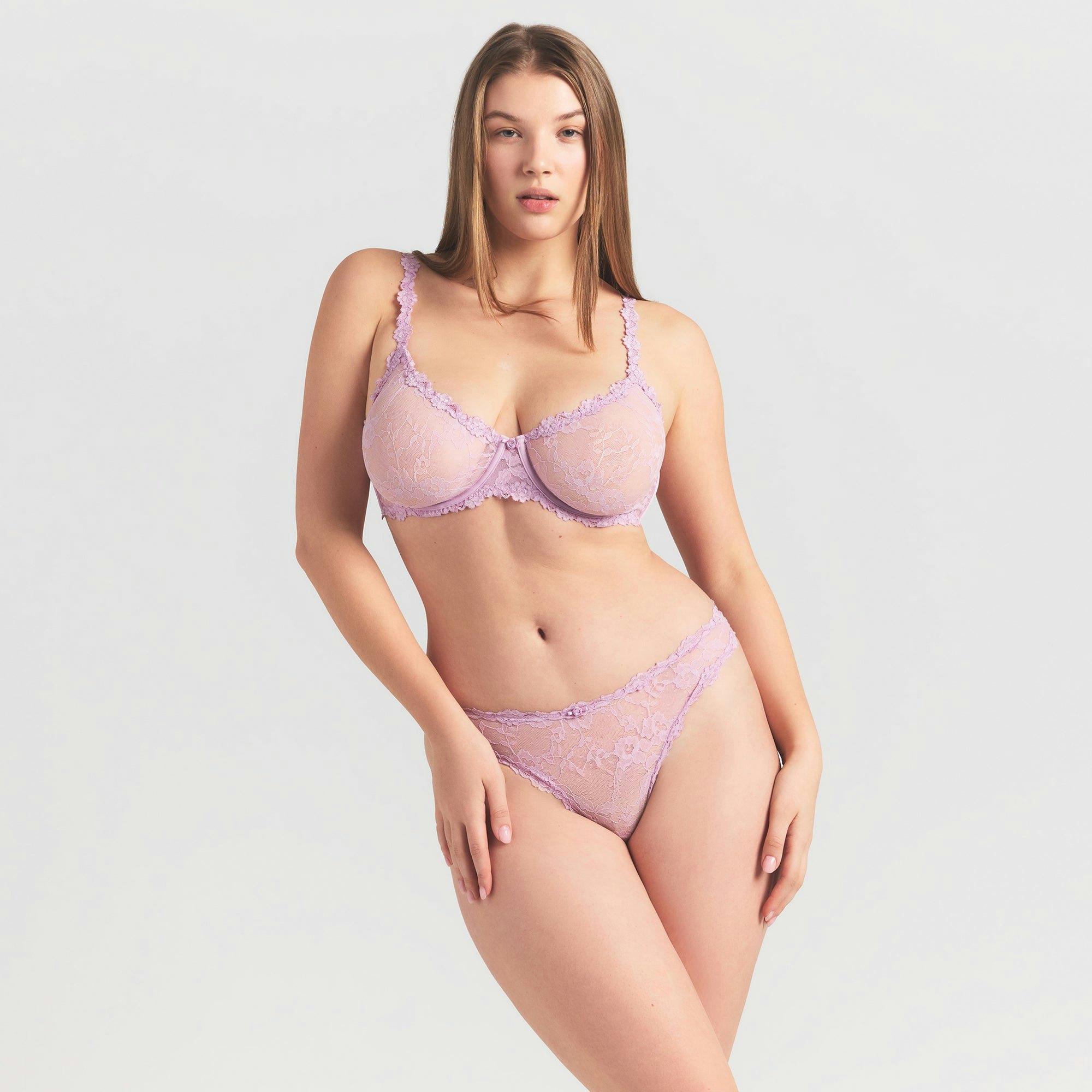 STRETCH LACE UNLINED DEMI BRA - BABY PINK - image 8