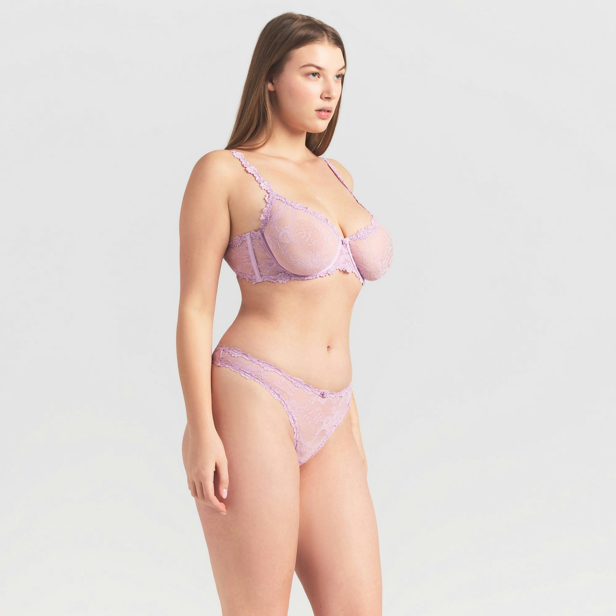 STRETCH LACE UNLINED DEMI BRA - BABY PINK - image 9