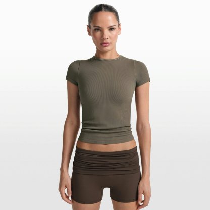 NikeSKIMS RIBBED SEAMLESS BABY TEE - DUSTY OAKMOSS - image 27