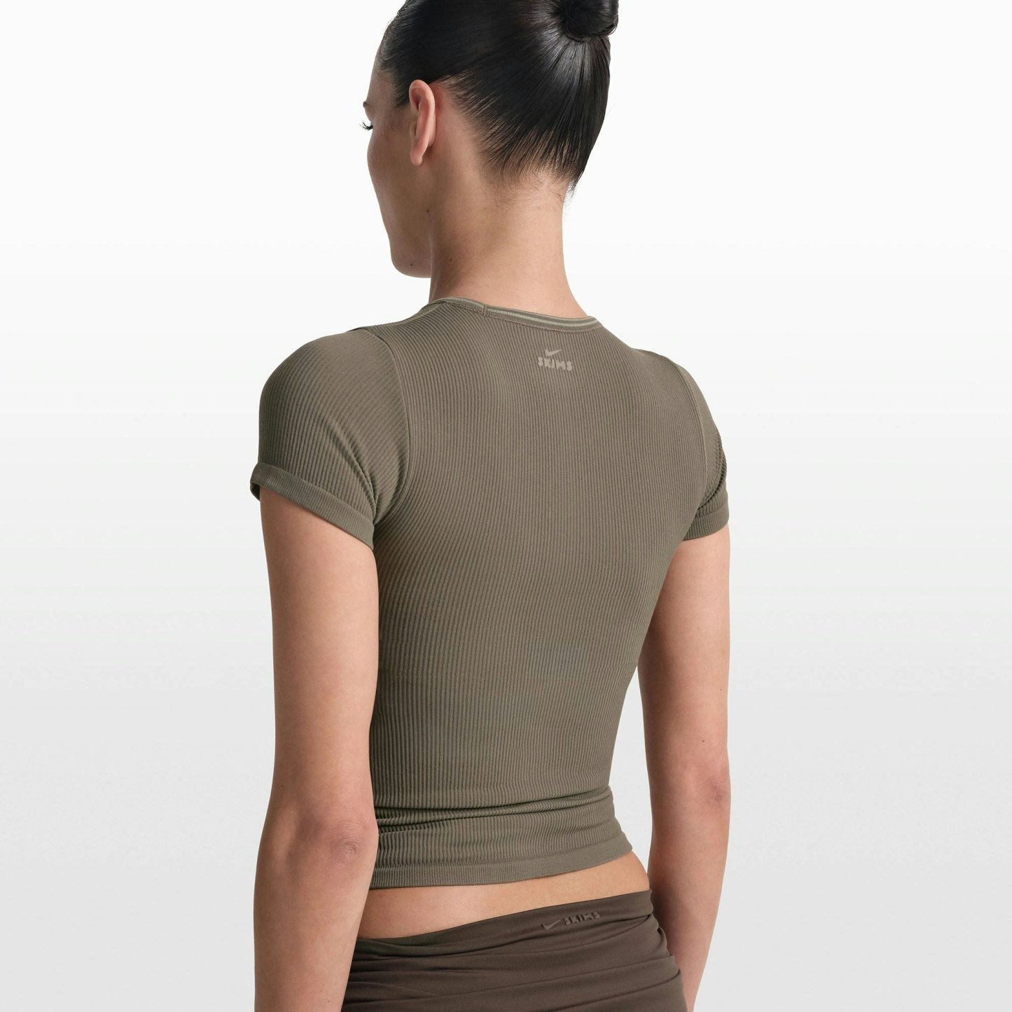 NikeSKIMS RIBBED SEAMLESS BABY TEE - DUSTY OAKMOSS - image 28