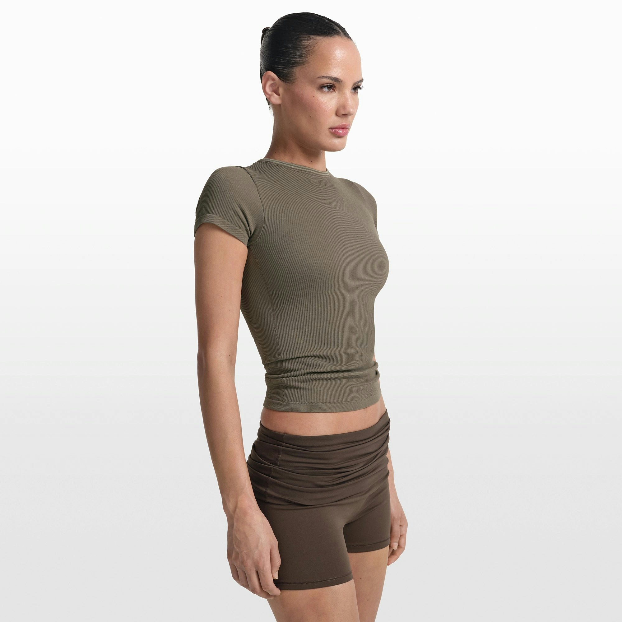 NikeSKIMS RIBBED SEAMLESS BABY TEE - DUSTY OAKMOSS - image 29