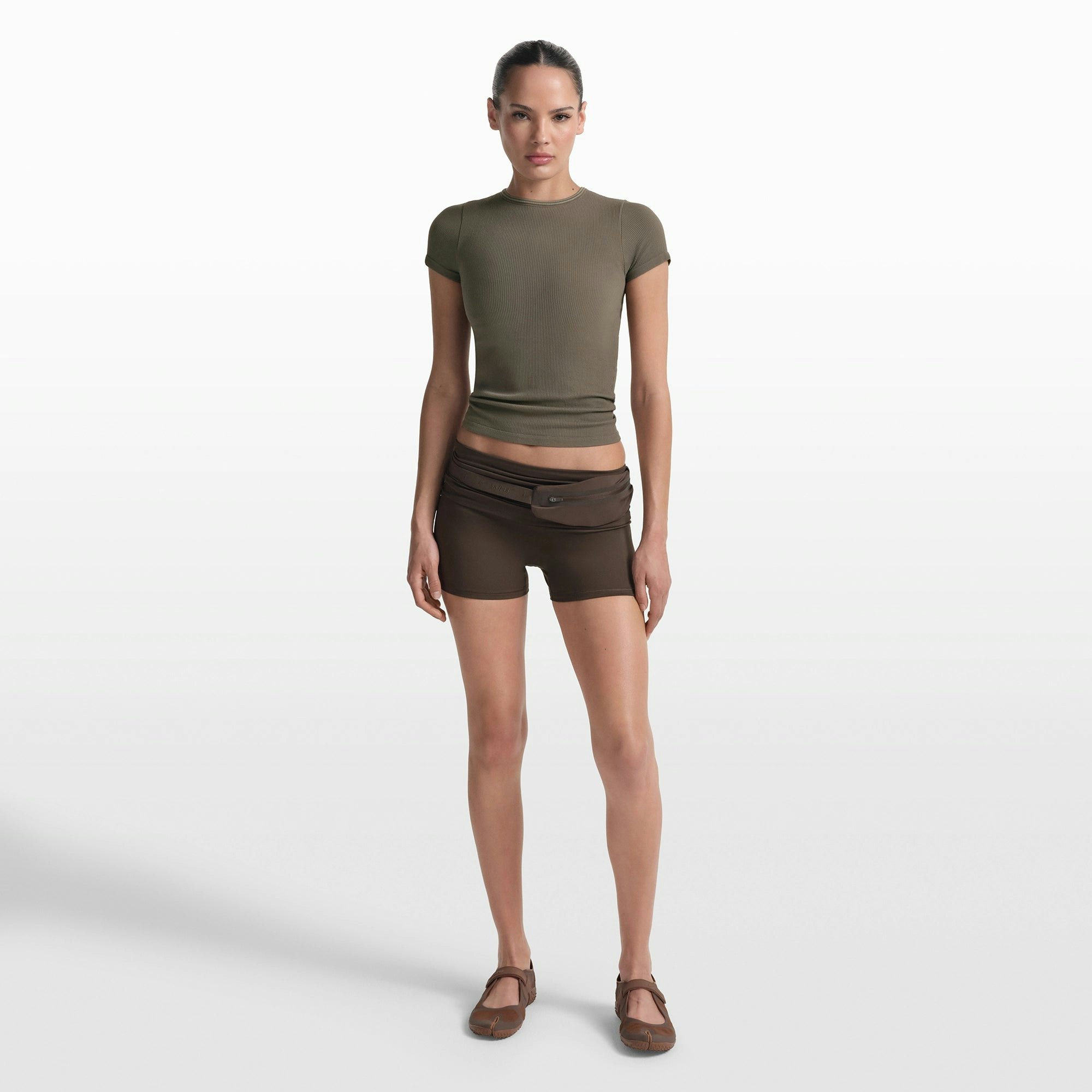 NikeSKIMS RIBBED SEAMLESS BABY TEE - DUSTY OAKMOSS - image 26