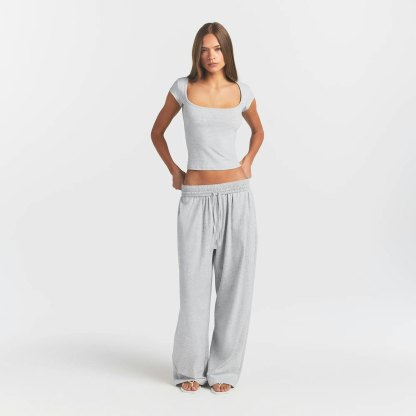 COTTON JERSEY SCOOP NECK T-SHIRT - LIGHT HEATHER GREY - image 17