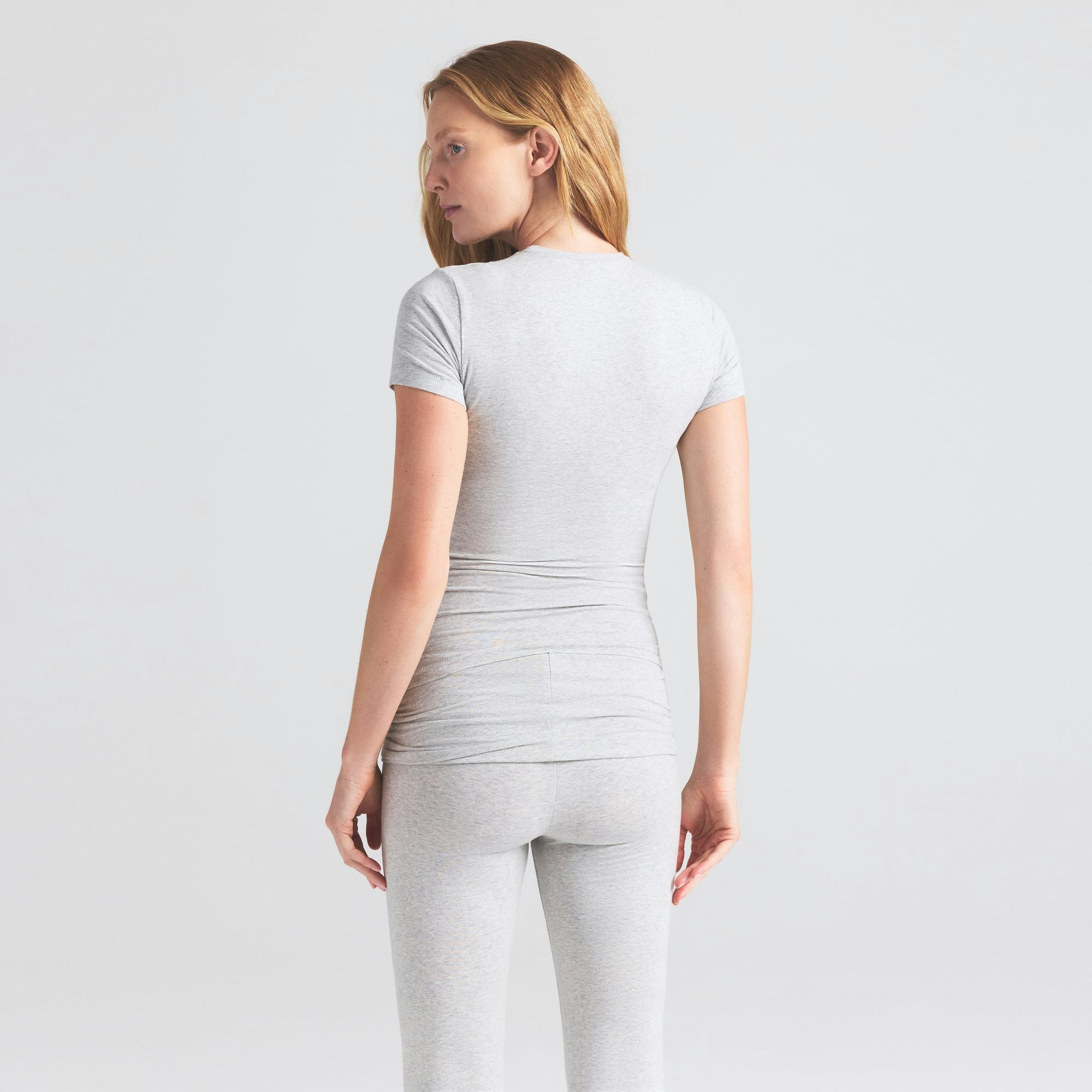 COTTON JERSEY MATERNITY T-SHIRT - LIGHT HEATHER GREY - image 21