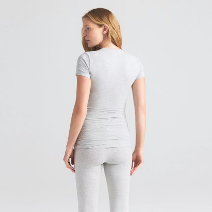COTTON JERSEY MATERNITY T-SHIRT - LIGHT HEATHER GREY - image 21