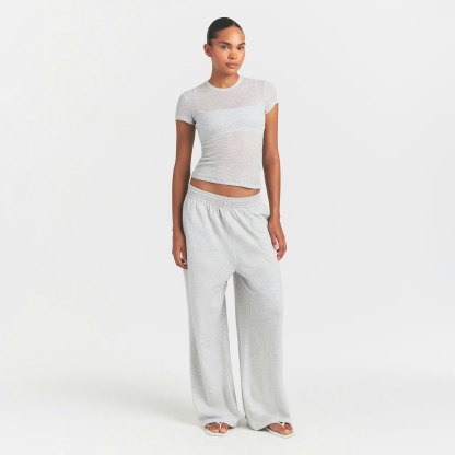 SHEER RIB T-SHIRT - LIGHT HEATHER GREY - image 6