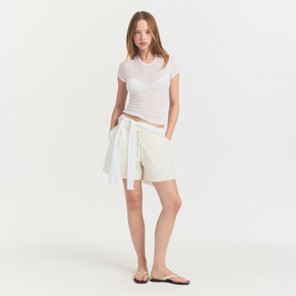 SHEER RIB T-SHIRT - SNOW
